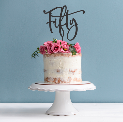 50th Birthday Cake Topper - Word Fifty Cake Decoration