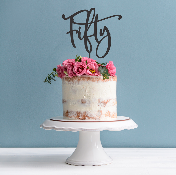 50th Birthday Cake Topper - Word Fifty Cake Decoration