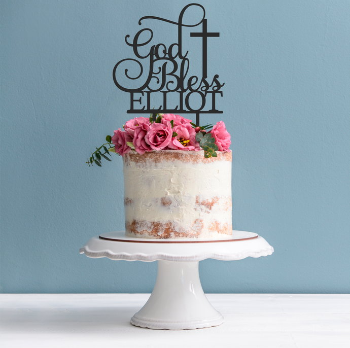 God Bless Cake Topper - Personalised with Name