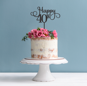Happy 40th Cake Topper - 40th Birthday Cake Topper