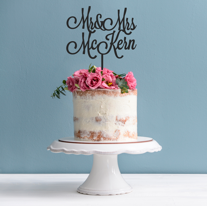 Mr & Mrs Cake Topper - Personalised Wedding Cake Decoration