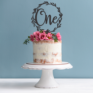 One Wreath Cake Topper- 1st Birthday Cake Decoration