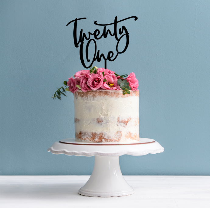 21st Birthday Cake Topper - Word Twenty One Cake Decoration
