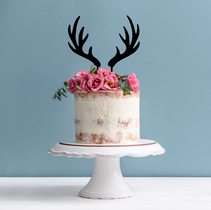 Antler Cake Topper - Set of Antlers Cake Decoration