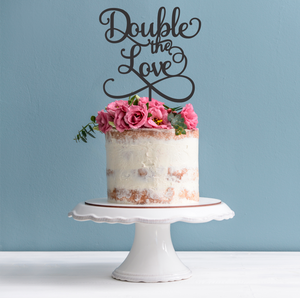 Double The Love Cake Topper - Baby Shower Cake Decoration