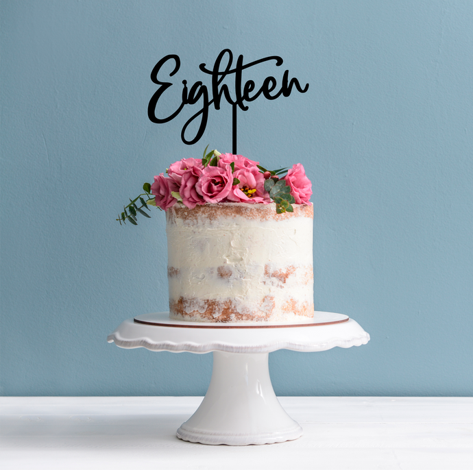 18th Birthday Cake Topper - Word Eighteen Cake Decoration