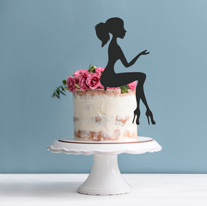 Elegant Lady Cake Topper - Lady Silhouette Cake Decoration