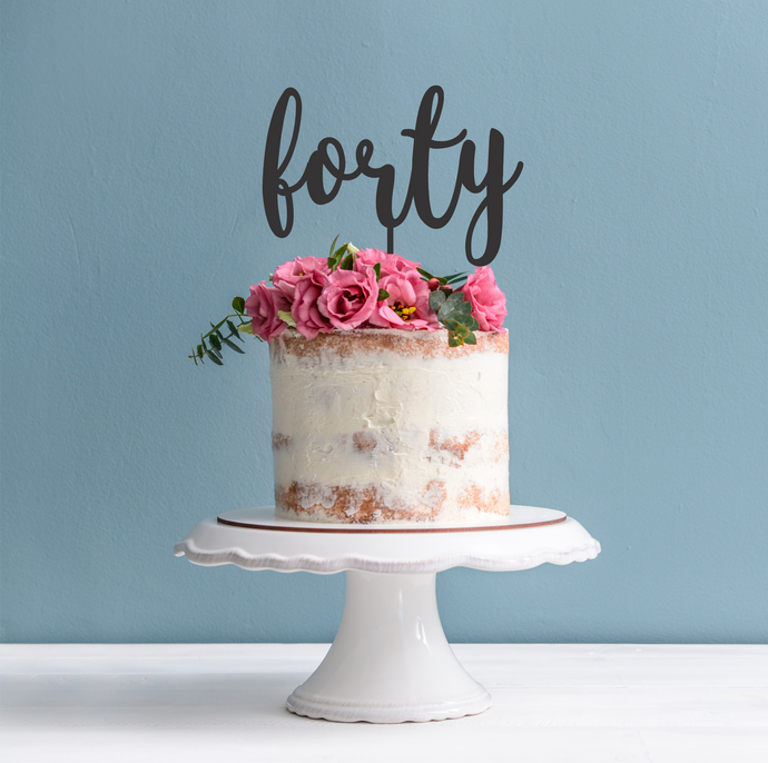 40th Birthday Cake Topper - Word Forty Cake Decoration