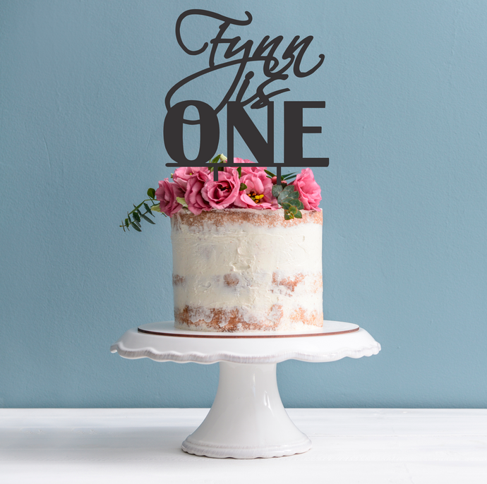 Birthday Cake Topper - Is One Cake Decoration with Name and Age