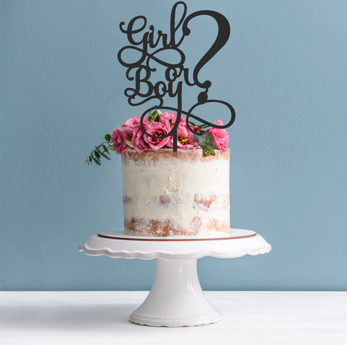 Girl or Boy? Cake Topper - Gender Reveal Cake Decoration