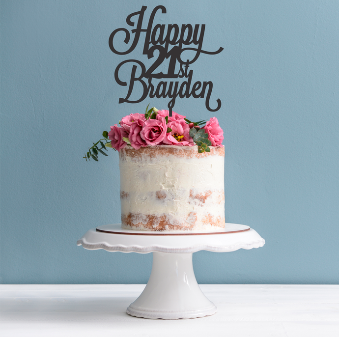 21st Birthday Cake Topper - Personalised is 21 Cake Decoration