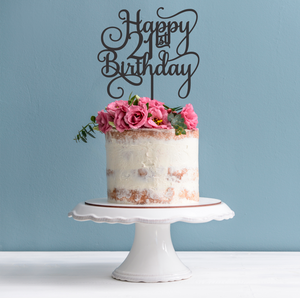 21st Birthday Cake Topper - Happy 21st Birthday Cake Topper