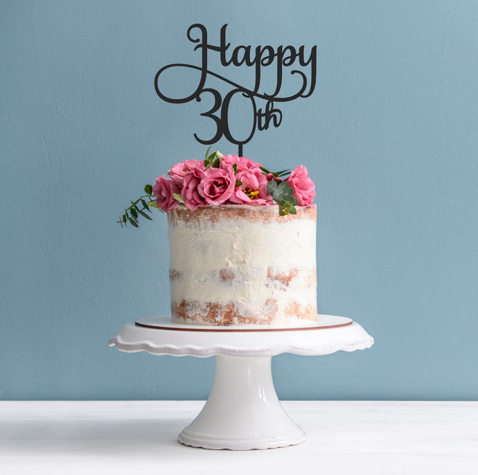 Happy 30th Cake Topper - 30th Birthday Cake Decoration