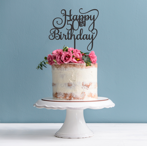 50th Birthday Cake Topper - Happy 50th Birthday Cake Topper