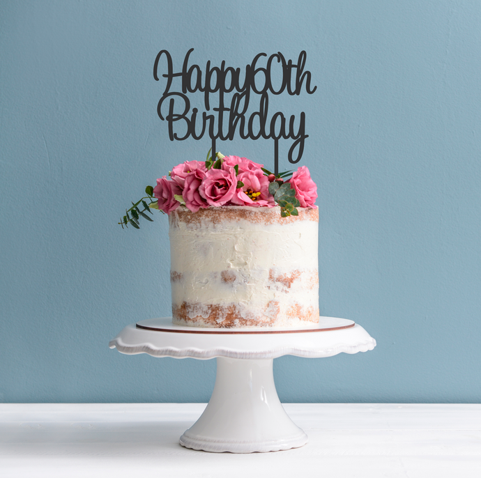 60th Cake Topper - Happy 60th Birthday Cake Topper