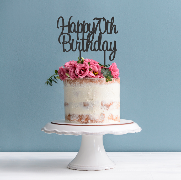 70th Cake Topper - Happy 70th Birthday Cake Topper