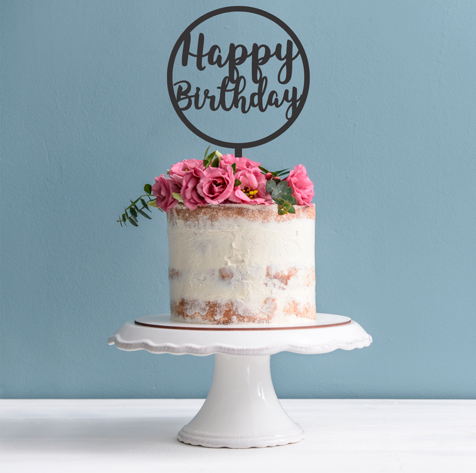 Happy Birthday Cake Topper - Circle Happy Birthday Cake Topper