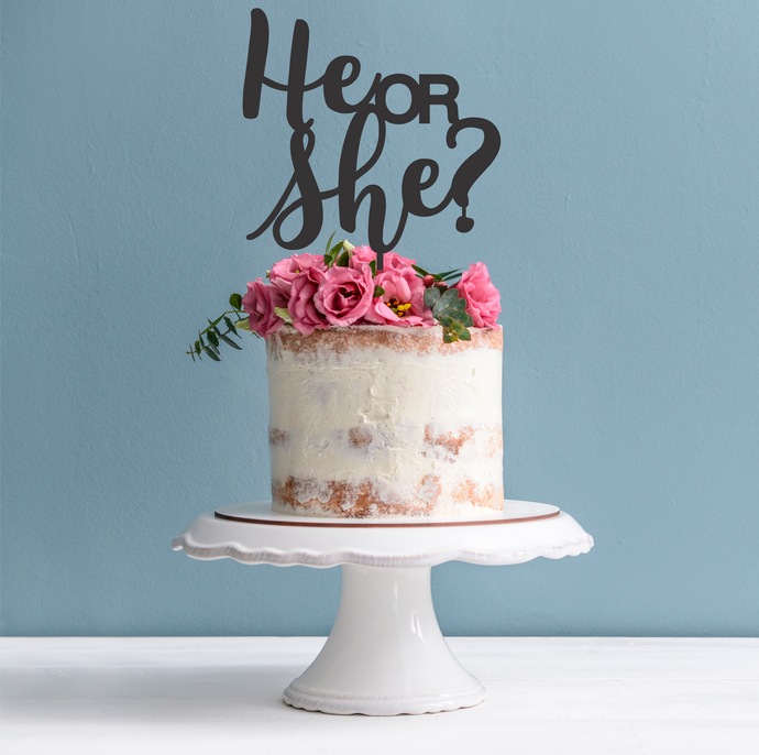 He or She? Cake Topper - Gender Reveal Cake Decoration