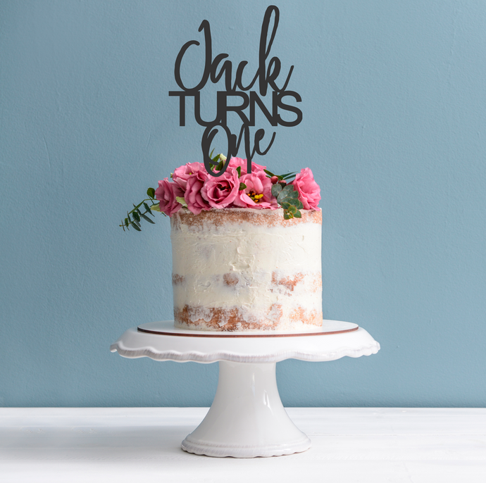 1st Birthday Cake Topper - Turns One Cake Decoration