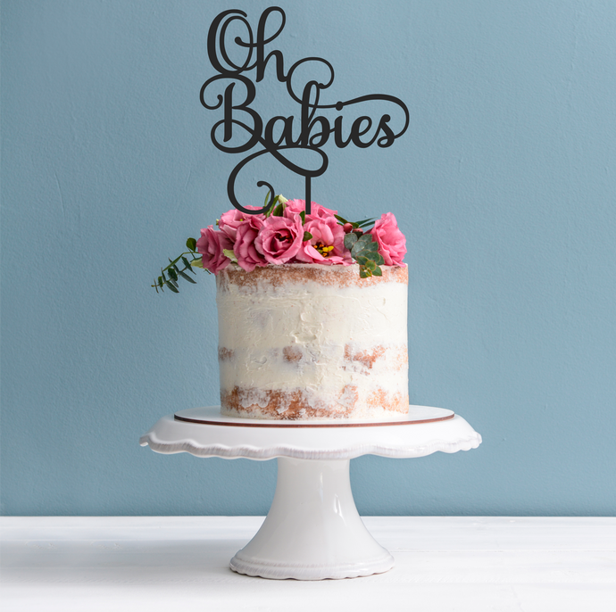 Oh Babies Cake Topper - Twin Babies Cake Decoration