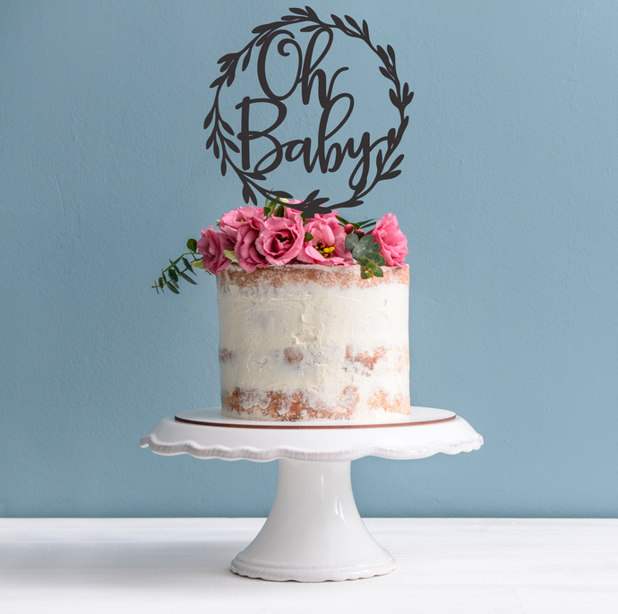 Oh Baby Wreath Cake Topper - Baby Shower Cake Decoration