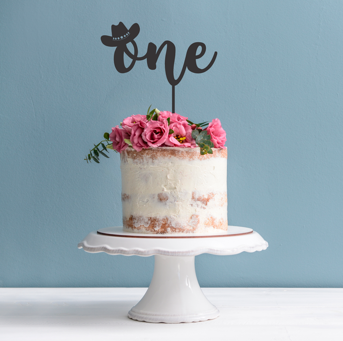 1st Birthday Cake Topper - One Cowboy Hat Cake Decoration