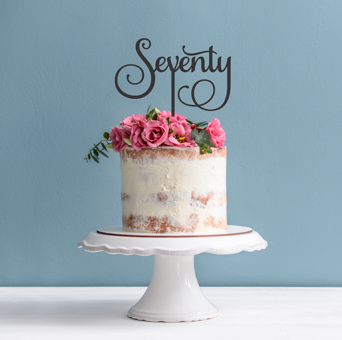 70th Birthday Cake Topper - Word Seventy Cake Decoration