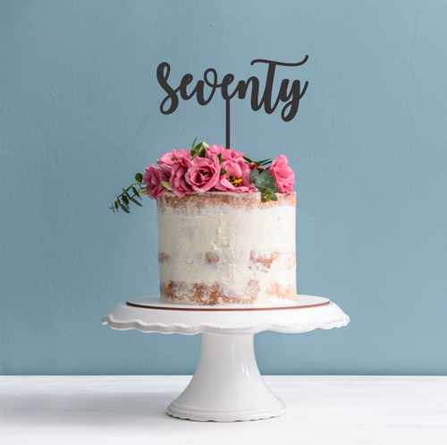 70th Birthday Cake Topper - Word Seventy Cake Decoration