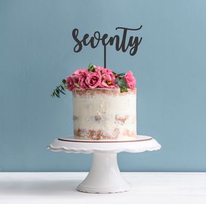 70th Birthday Cake Topper - Word Seventy Cake Decoration
