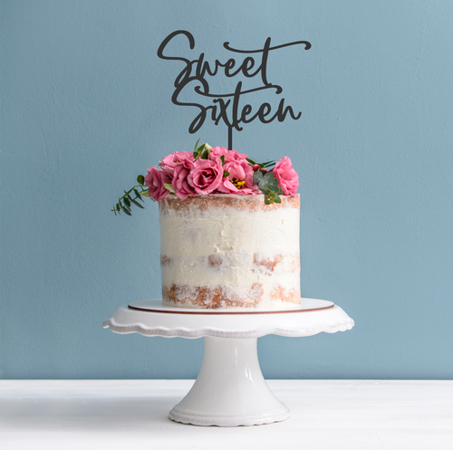16th Birthday Cake Topper - Words Sweet Sixteen Cake Decoration