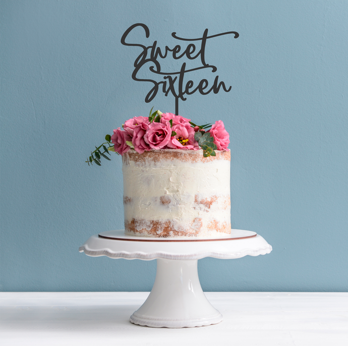 16th Birthday Cake Topper - Words Sweet Sixteen Cake Decoration