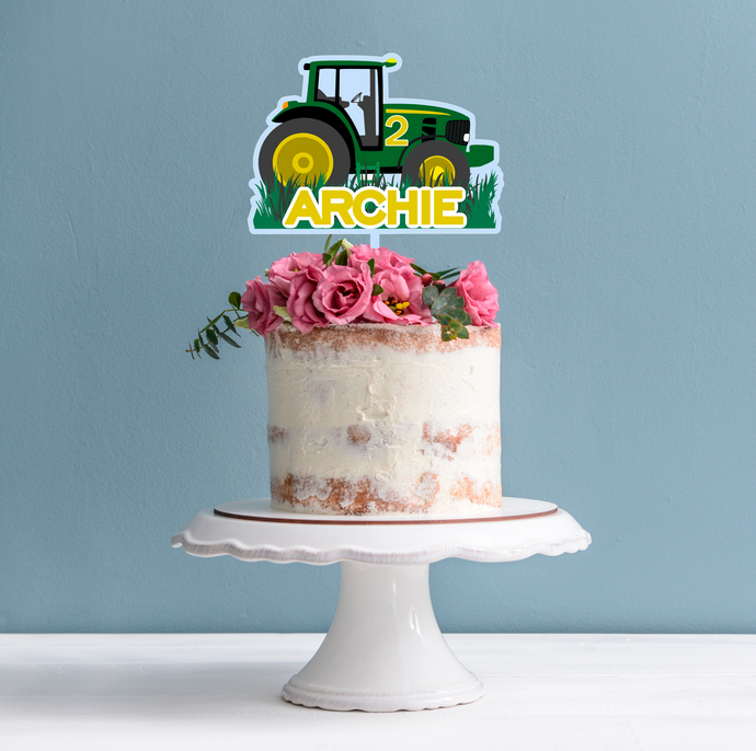 Tractor Cake Topper - Personalised with Name and Age