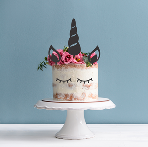 Unicorn Cake Topper Set - Unicorn Horn Ears and Eyes