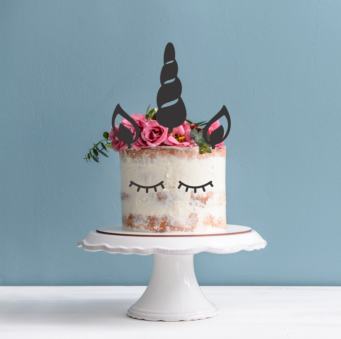 Unicorn Cake Topper Set - Unicorn Horn Ears and Eyes