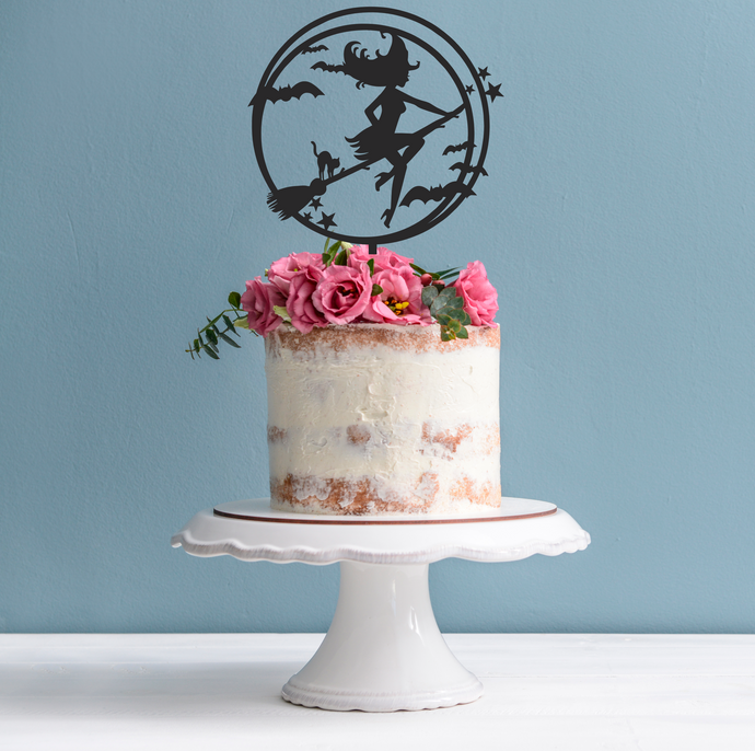 Halloween Cake Topper - Witch Broomstick Cake Decoration