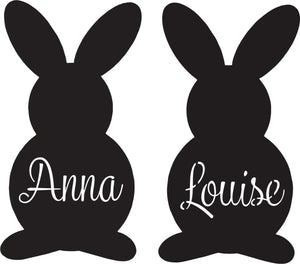 10cm Bunny Silhouette with Name - SugarBooCakeToppersSugarBooCakeToppersSugarBooCakeToppers