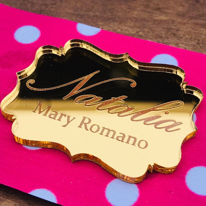 20 x Chocolate Bar Bonbonniere Plaque Personalised Acrylic Mirror Tags - SugarBooCakeToppersMiscSugarBooBespokeGiftsSugarBooCakeToppers