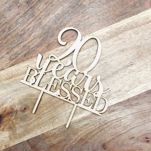20 Years Blessed Cake Topper - SugarBooCakeToppersAnniversarySugarBooBespokeGiftsSugarBooCakeToppers
