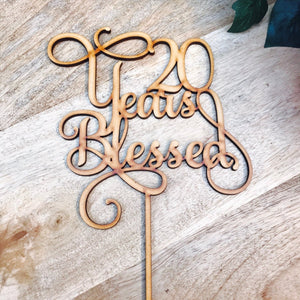 20 Years Blessed Cake Topper SMT - SugarBooCakeToppersAnniversarySugarBooBespokeGiftsSugarBooCakeToppers