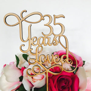 35 Years Loved Cake Topper Anniversary Cake Topper - SugarBooCakeToppersAnniversarySugarBooBespokeGiftsSugarBooCakeToppers