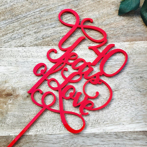 40 Years of Love Cake Topper Anniversary Cake Topper - SugarBooCakeToppersAnniversarySugarBooBespokeGiftsSugarBooCakeToppers