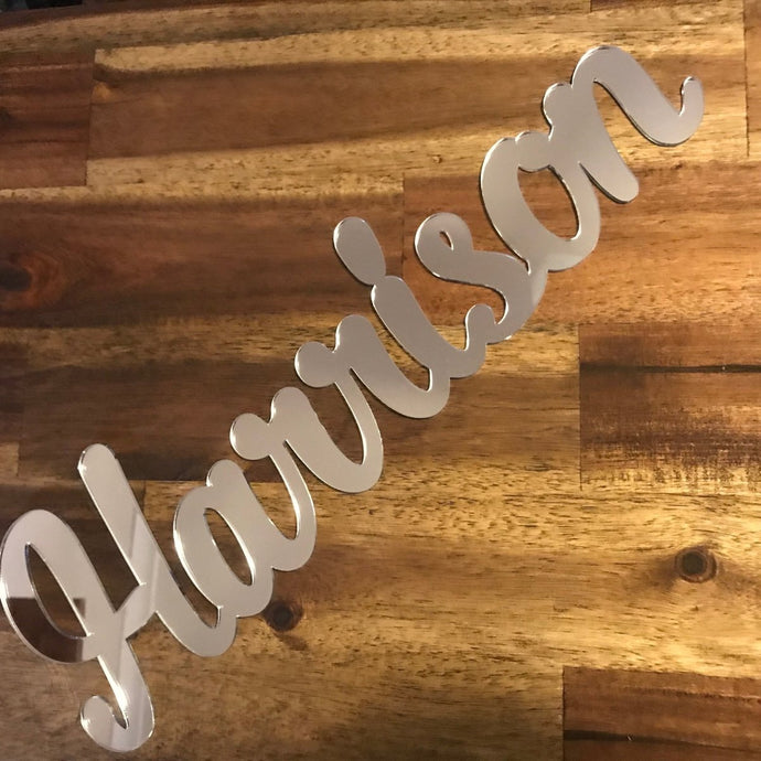 40cm wide Wall Name Sign Hanging Plaque Mirror - SugarBooCakeToppersPersonalised HangingSugarBooBespokeGiftsSugarBooCakeToppers