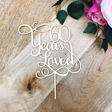 60 Years Loved Cake Topper Anniversary Cake Topper - SugarBooCakeToppersAnniversarySugarBooBespokeGiftsSugarBooCakeToppers