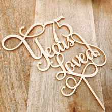 75 Years Loved Cake Topper Anniversary Cake Topper - SugarBooCakeToppersAnniversarySugarBooBespokeGiftsSugarBooCakeToppers