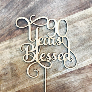 90 Years Blessed Cake Topper SMT - SugarBooCakeToppersAnniversarySugarBooBespokeGiftsSugarBooCakeToppers