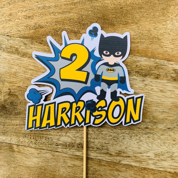 Bat Boy Cake topper Cake Toppers Cake Decoration Sugar Boo Cake Toppers Birthday cake age name Batman - SugarBooCakeToppersCustom Birthday CakeSugarBooBespokeGiftsSugarBooCakeToppers