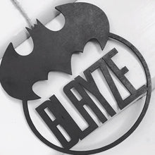Batman Logo Personalised Name Hanging Plaque Batman Plaque Batman Bedroom Decor Batman Nursery Decor Batman Personalised Gift - SugarBooCakeToppersPersonalised HangingSugarBooBespokeGiftsSugarBooCakeToppers