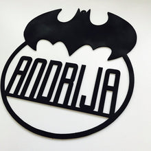Batman Logo Personalised Name Hanging Plaque Batman Plaque Batman Bedroom Decor Batman Nursery Decor Batman Personalised Gift large version - SugarBooCakeToppersPersonalised HangingSugarBooBespokeGiftsSugarBooCakeToppers