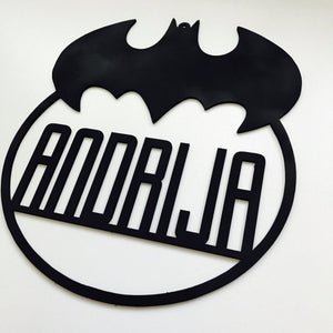 Batman Logo Personalised Name Hanging Plaque Batman Plaque Batman Bedroom Decor Batman Nursery Decor Batman Personalised Gift large version - SugarBooCakeToppersPersonalised HangingSugarBooBespokeGiftsSugarBooCakeToppers