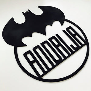 Batman Logo Personalised Name Hanging Plaque Batman Plaque Batman Bedroom Decor Batman Nursery Decor Batman Personalised Gift large version - SugarBooCakeToppersPersonalised HangingSugarBooBespokeGiftsSugarBooCakeToppers
